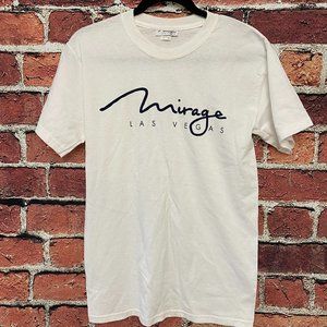 Mirage Las Vegas T-Shirt Men Size Small S White Print Sin City Vegas Baby!